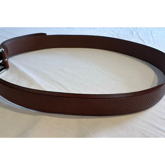 Torino Men's Brown Aniline Kipskin Shoulder Leather Belt Solid Brass Buckle 36 - Picture 3 of 9